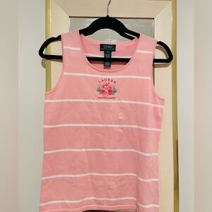 Lauren Ralph Lauren Pink and White Tank Top Size S